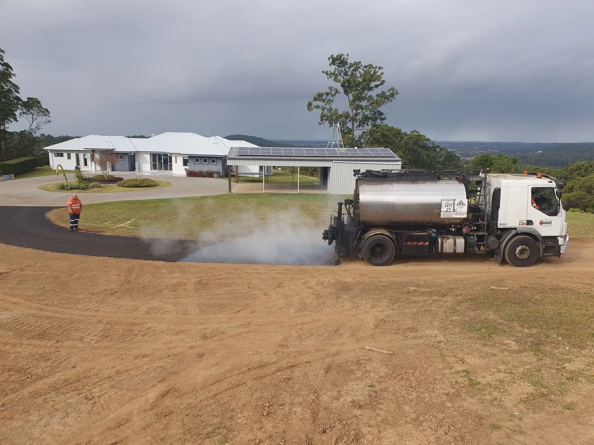 Cuzkell crew delivering bitumen spray sealing on the Sunshine Coast